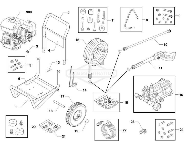 Briggs & Stratton pressure washer model 020689-00 replacement parts, pump breakdown, repair kits, owners manual and upgrade pump.